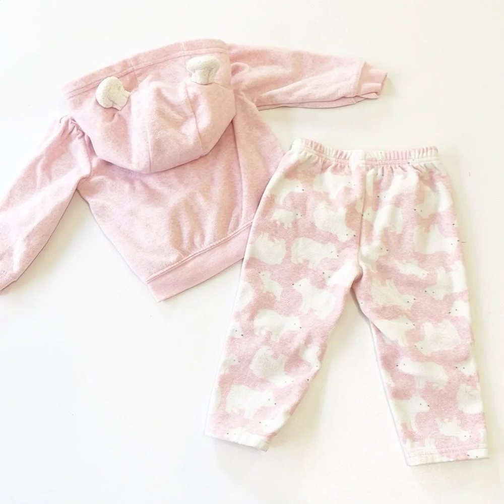 Carter’s baby girls polar bear print fleece matching set